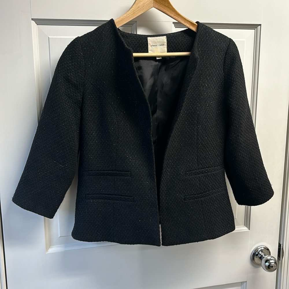 Silence + Noise Black Tweed Blazer